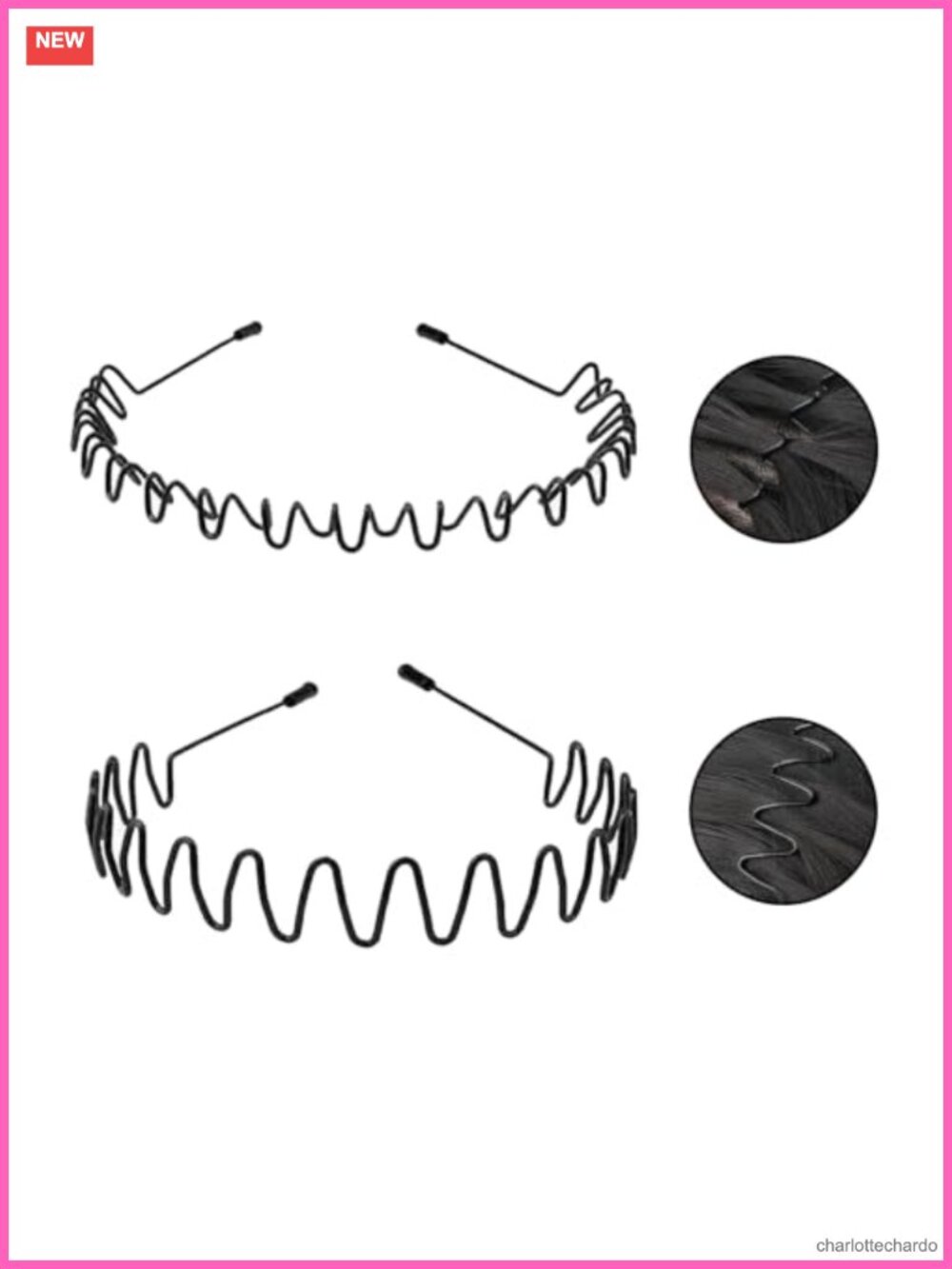 Metal Headband Women Zig Zag Hair Band 2 Pc Flexible Hair Accessory